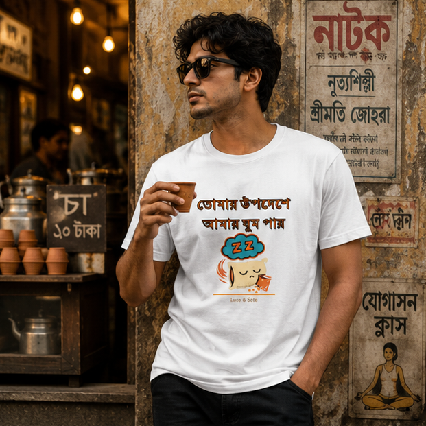 LUCE & SETE GPT mockup 1 - Sleepy Bengali Quote Classic Graphic T-Shirt for Men | Playful Bengali Streetwear - 555_9393406771437_unisex-classic-crew-t-shirt-96_BENGALI_GRID_20260607_205320_01_row1_col1.png