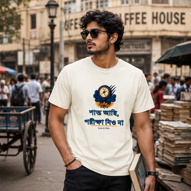 LUCE & SETE GPT mockup 1 - শান্ত আছি পরীক্ষা নিও না Classic Graphic T-Shirt for Men | Bengali Sarcasm Streetwear - 555_9393407983853_unisex-classic-crew-t-shirt-101_BENGALI_GRID_20260608_093534_02_row1_col2.png