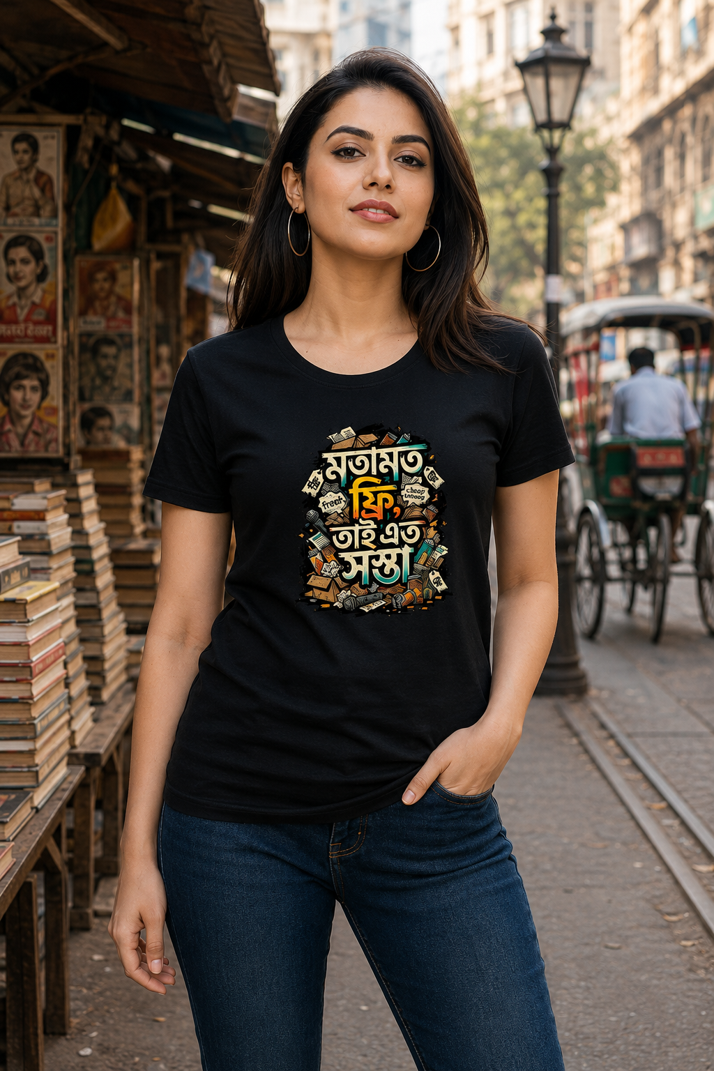 LUCE & SETE GPT mockup 1 - মতামত ফ্রি Sarcastic Bengali Graphic Classic T-Shirt for Women | Witty Bengali Pride - 555_9395254591725_womens-classic-t-shirt-117_BENGALI_front_HERO_20260609_150216.png