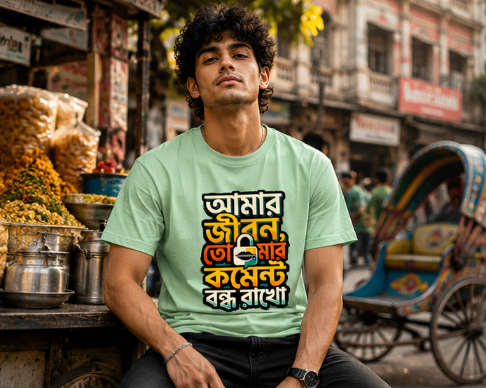 LUCE & SETE GPT mockup 1 - আমার জীবন কমেন্ট বন্ধ রাখো Classic Graphic T-Shirt for Men | Bengali Attitude Streetwear - 555_9395282247917_unisex-classic-crew-t-shirt-106_BENGALI_GRID_20260609_160247_02_row1_col2.png