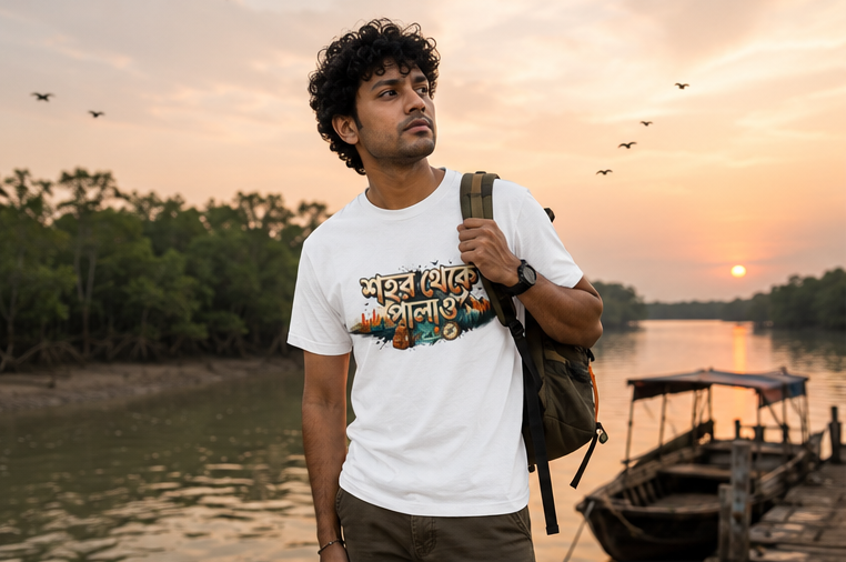 LUCE & SETE GPT mockup 1 - Escape the City Classic Graphic T-Shirt for Men | Bengali Travel Freedom - 555_9395282378989_unisex-classic-crew-t-shirt-108_BENGALI_GRID_20260609_160855_01_row1_col1.png