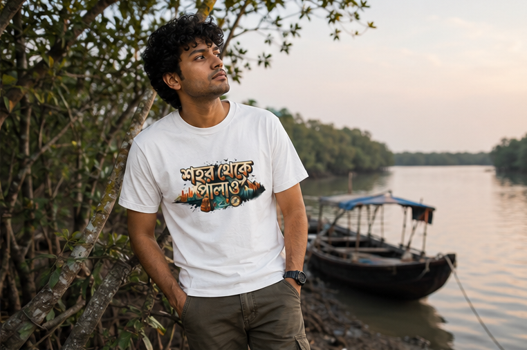 LUCE & SETE GPT mockup 1 - Escape the City Classic Graphic T-Shirt for Men | Bengali Travel Freedom - 555_9395282378989_unisex-classic-crew-t-shirt-108_BENGALI_GRID_20260609_160855_02_row1_col2.png
