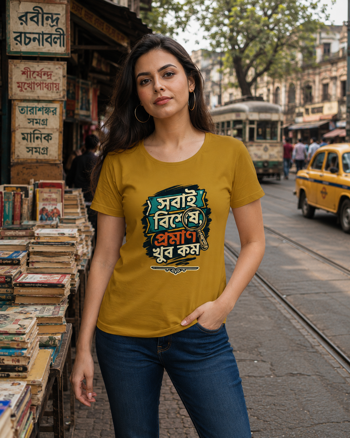 LUCE & SETE GPT mockup 1 - সবাই বিশেষ প্রমাণ কম Classic Graphic T-Shirt for Women | Bengali Pride Statement - 555_9395375931629_womens-classic-t-shirt-127_BENGALI_front_HERO_20260609_185352.png