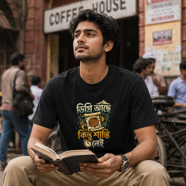 LUCE & SETE GPT mockup 1 - Degree but No Peace Bengali Typography Classic T-Shirt for Men | Witty Bengali Pride - 555_9395637584109_unisex-classic-crew-t-shirt-120_BENGALI_GRID_20260609_220209_02_row1_col2.png