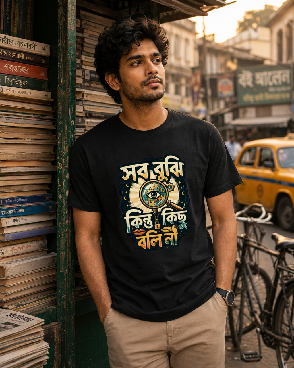 LUCE & SETE GPT mockup 1 - সব বুঝি কিন্তু কিছু বলি না Classic Graphic T-Shirt for Men | Bengali Typography Statement - 555_9395638010093_unisex-classic-crew-t-shirt-122_BENGALI_front_HERO_20260609_221018.png