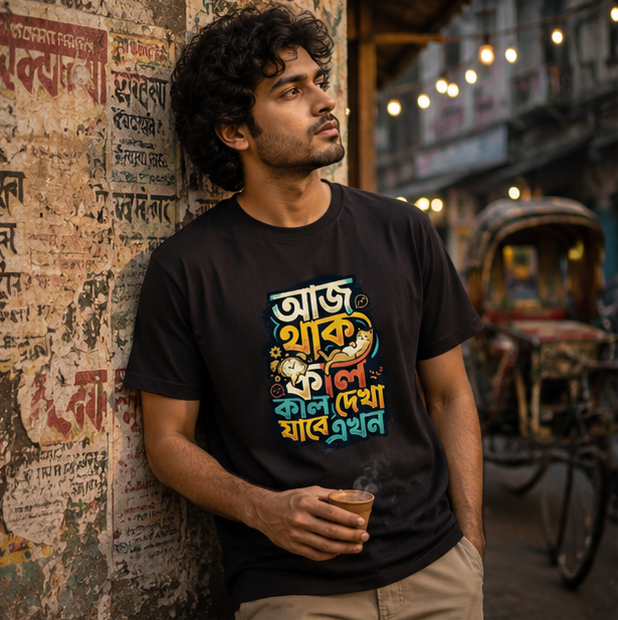 LUCE & SETE GPT mockup 1 - আজ থাক ফিল Bengali Classic Graphic T-Shirt for Men | Chill Bengali Streetwear - 555_9395638075629_unisex-classic-crew-t-shirt-123_BENGALI_GRID_20260609_221221_01_row1_col1.png