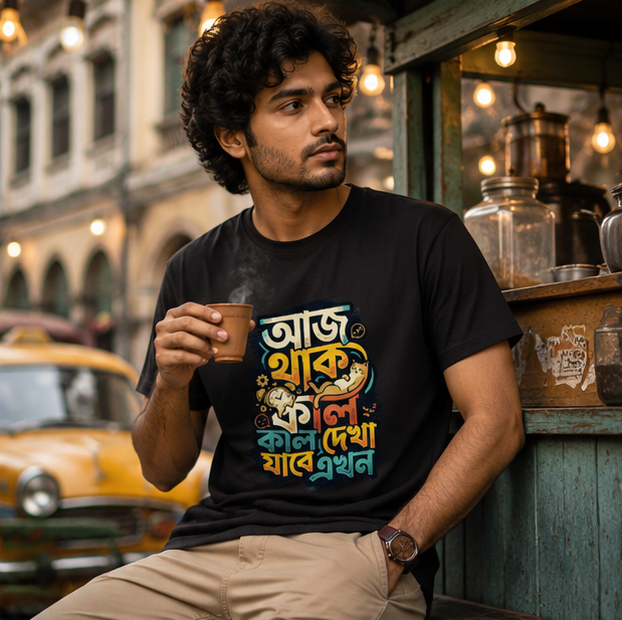 LUCE & SETE GPT mockup 1 - আজ থাক ফিল Bengali Classic Graphic T-Shirt for Men | Chill Bengali Streetwear - 555_9395638075629_unisex-classic-crew-t-shirt-123_BENGALI_GRID_20260609_221221_02_row1_col2.png