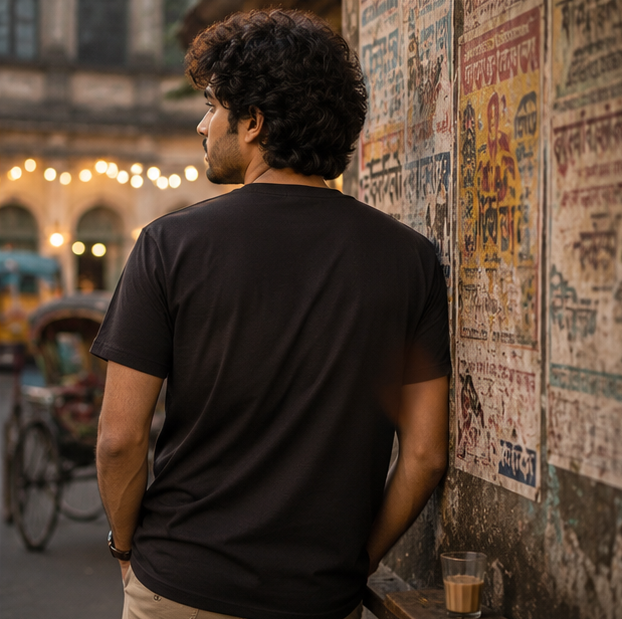 LUCE & SETE GPT mockup 1 - আজ থাক ফিল Bengali Classic Graphic T-Shirt for Men | Chill Bengali Streetwear - 555_9395638075629_unisex-classic-crew-t-shirt-123_BENGALI_GRID_20260609_221221_04_row2_col2.png