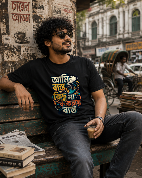 LUCE & SETE GPT mockup 1 - Busy Doing Nothing Bengali Classic Graphic T-Shirt for Men | Witty Bengali Streetwear - 555_9395639353581_unisex-classic-crew-t-shirt-125_BENGALI_front_HERO_20260609_222111.png