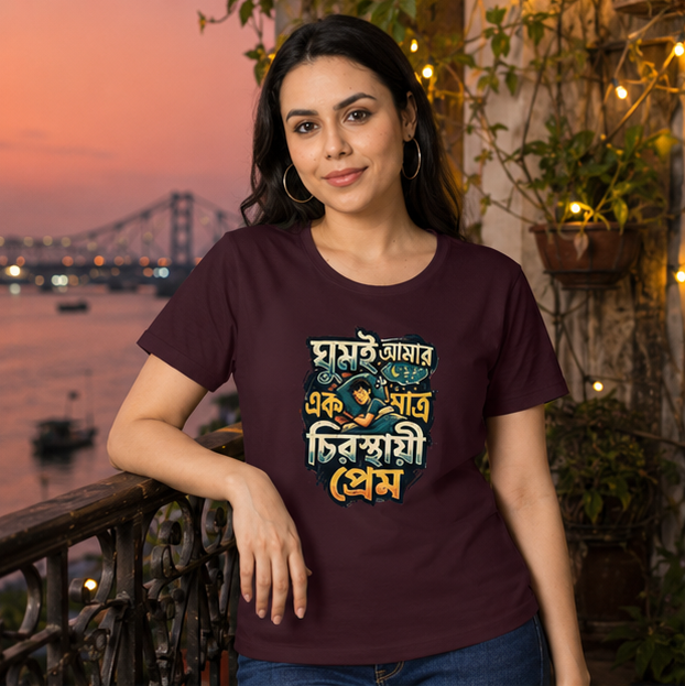 LUCE & SETE GPT mockup 1 - Sleep is My Eternal Love Classic Graphic T-Shirt for Women | Bengali Comfort Streetwear - 555_9396042137837_womens-classic-t-shirt-132_BENGALI_GRID_20260610_083323_01_row1_col1.png
