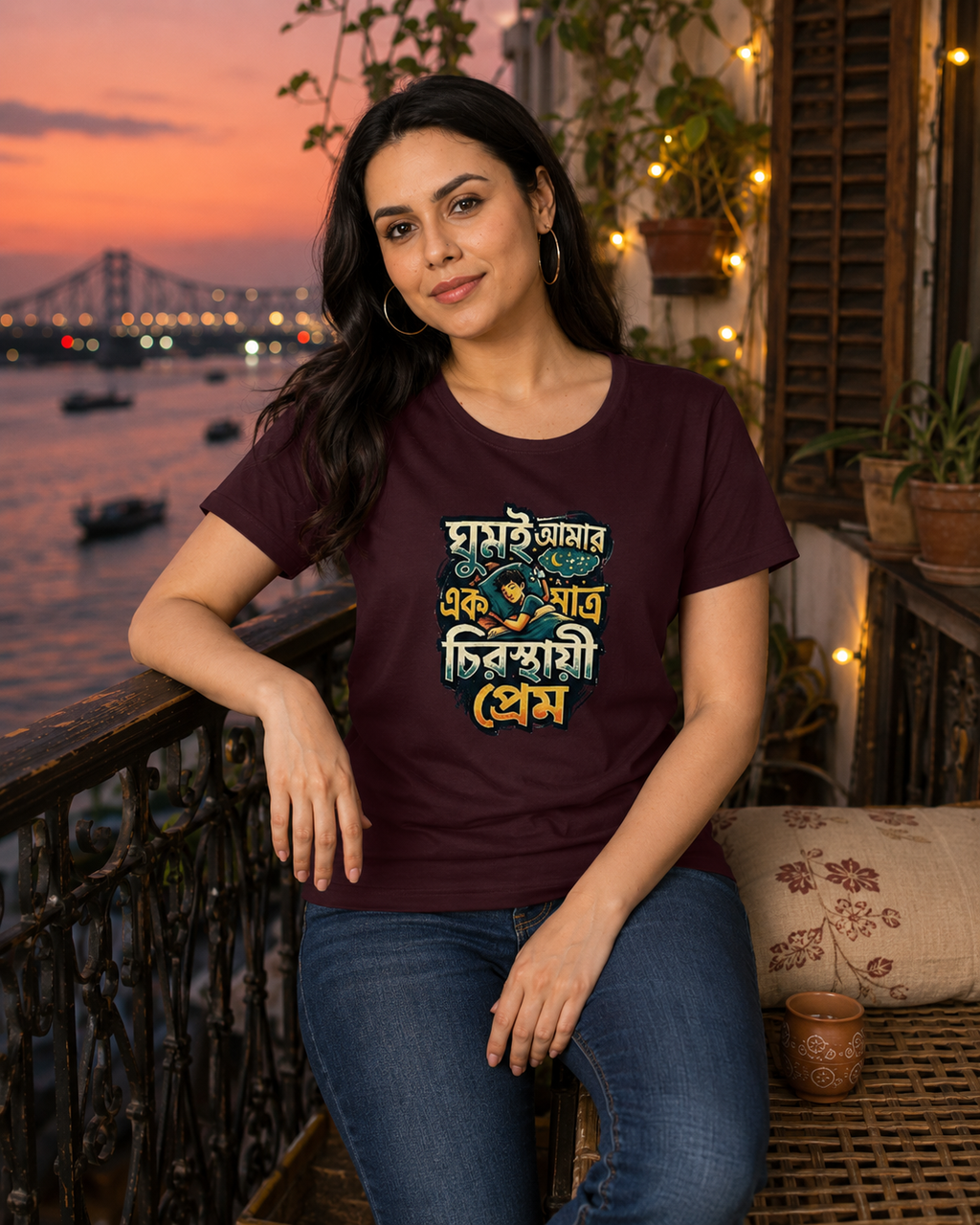 LUCE & SETE GPT mockup 1 - Sleep is My Eternal Love Classic Graphic T-Shirt for Women | Bengali Comfort Streetwear - 555_9396042137837_womens-classic-t-shirt-132_BENGALI_front_HERO_20260610_083510.png