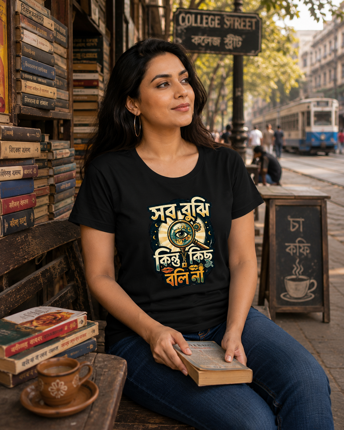 LUCE & SETE GPT mockup 1 - Silent Wisdom Bengali Typography Classic Graphic T-Shirt for Women | Confident Bengali Pride - 555_9396042268909_womens-classic-t-shirt-133_BENGALI_front_HERO_20260610_083846.png