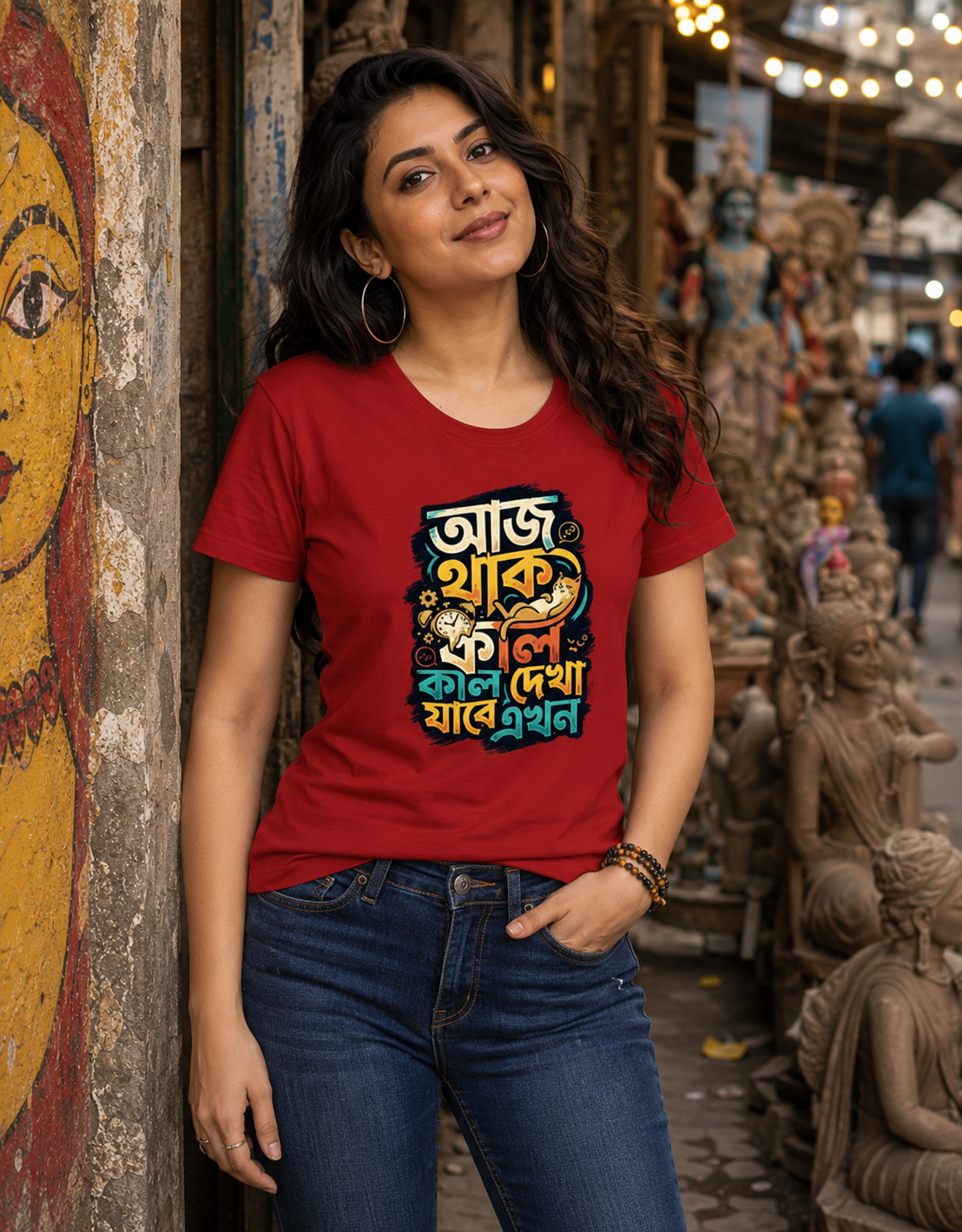 LUCE & SETE GPT mockup 1 - আজ থাক কাল দেখা যাবে Classic Graphic T-Shirt for Women | Bengali Motivational Streetwear - 555_9396042334445_womens-classic-t-shirt-134_BENGALI_front_HERO_20260610_084145.png