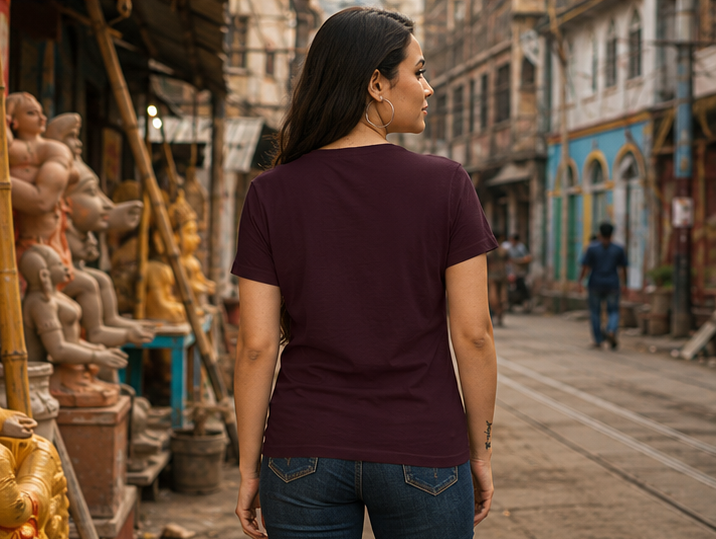 LUCE & SETE GPT mockup 1 - Busy Doing Nothing Bengali Classic Graphic T-Shirt for Women | Playful Streetwear - 555_9396042498285_womens-classic-t-shirt-136_BENGALI_GRID_20260610_084628_03_row2_col1.png