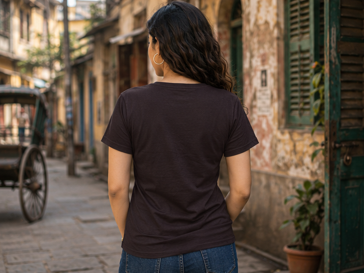 LUCE & SETE GPT mockup 1 - নিজের চরকায় একটু তেল দিন Classic Graphic T-Shirt for Women | Bengali Pride Streetwear - 555_9396042563821_womens-classic-t-shirt-137_BENGALI_GRID_20260610_084941_03_row2_col1.png