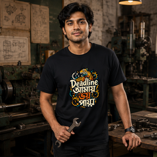 LUCE & SETE GPT mockup 1 - Deadline আমায় ভয় পায় Classic Graphic T-Shirt for Men | Bengali Engineering Pride - 555_9396079919341_unisex-classic-crew-t-shirt-130_BENGALI_GRID_20260610_100851_01_row1_col1.png