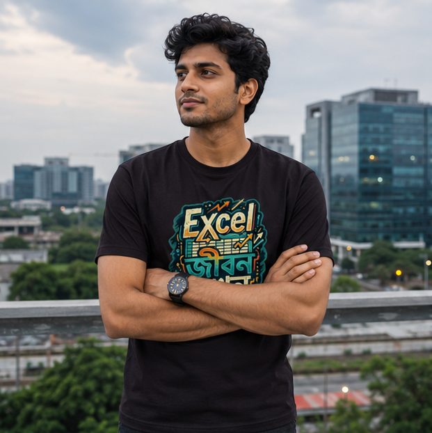 LUCE & SETE GPT mockup 1 - Excel জীবন এখন Classic Graphic T-Shirt for Men | Bengali Engineering Pride - 555_9396079952109_unisex-classic-crew-t-shirt-131_BENGALI_GRID_20260610_101201_01_row1_col1.png