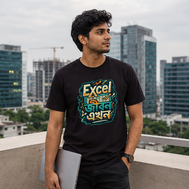 LUCE & SETE GPT mockup 1 - Excel জীবন এখন Classic Graphic T-Shirt for Men | Bengali Engineering Pride - 555_9396079952109_unisex-classic-crew-t-shirt-131_BENGALI_GRID_20260610_101201_02_row1_col2.png