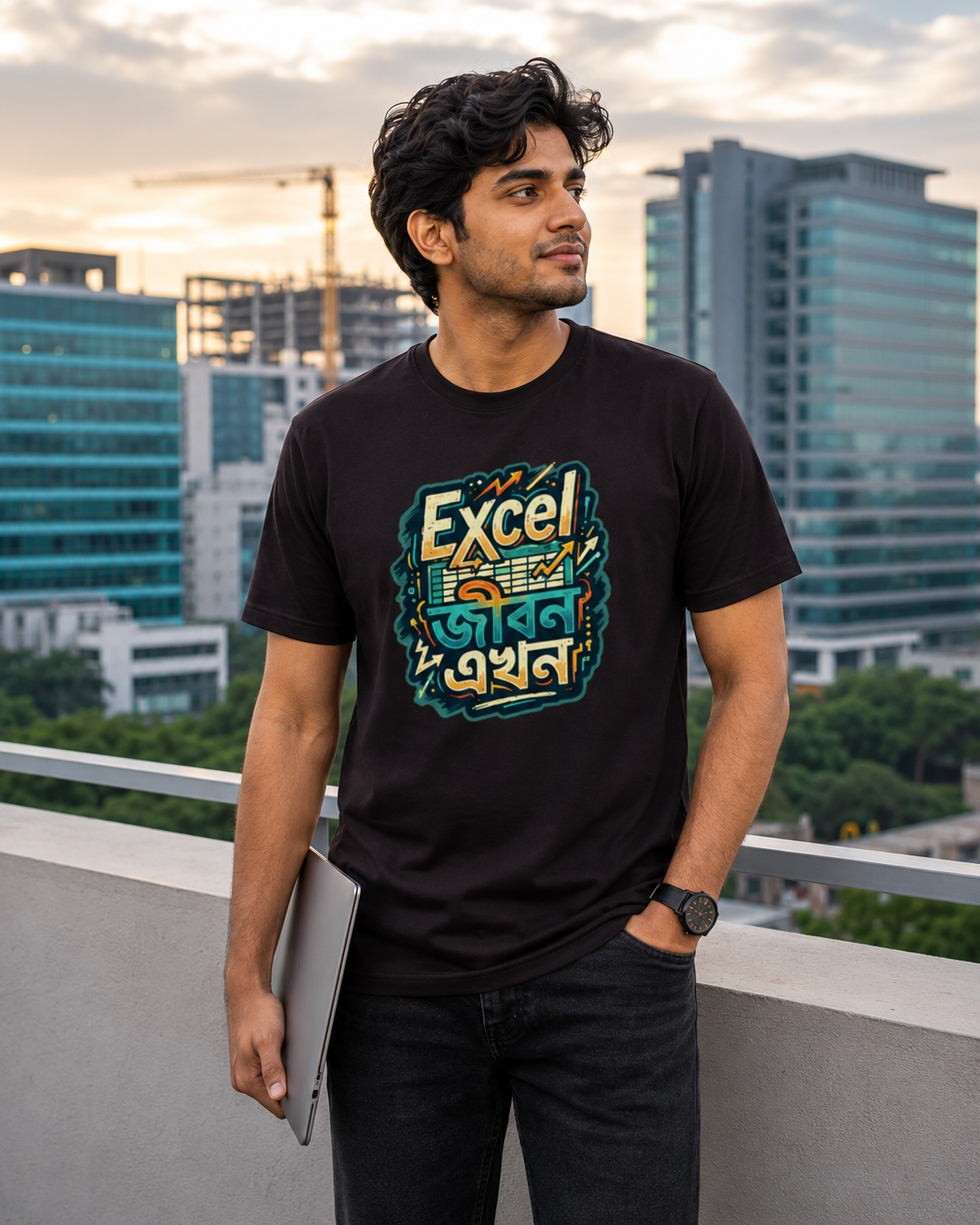 LUCE & SETE GPT mockup 1 - Excel জীবন এখন Classic Graphic T-Shirt for Men | Bengali Engineering Pride - 555_9396079952109_unisex-classic-crew-t-shirt-131_BENGALI_front_HERO_20260610_101327.png