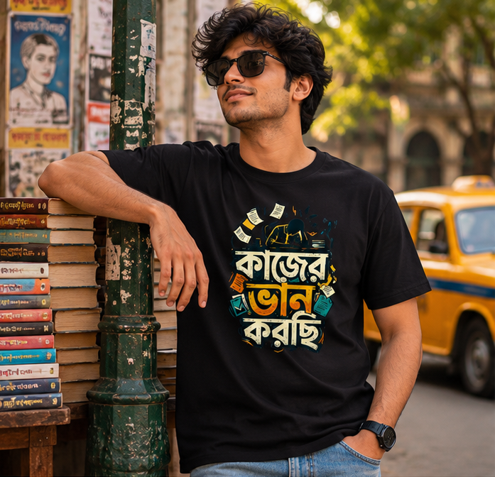 LUCE & SETE GPT mockup 1 - কাজের ভান করছি Classic Graphic T-Shirt for Men | Sarcastic Bengali Streetwear - 555_9396079984877_unisex-classic-crew-t-shirt-132_BENGALI_GRID_20260610_101537_01_row1_col1.png