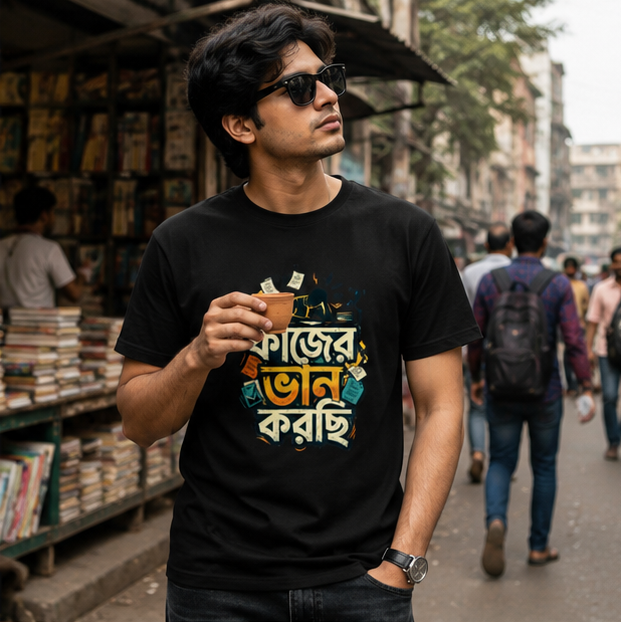 LUCE & SETE GPT mockup 1 - কাজের ভান করছি Classic Graphic T-Shirt for Men | Sarcastic Bengali Streetwear - 555_9396079984877_unisex-classic-crew-t-shirt-132_BENGALI_GRID_20260610_131116_02_row1_col2.png