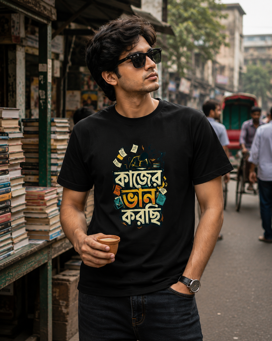 LUCE & SETE GPT mockup 1 - কাজের ভান করছি Classic Graphic T-Shirt for Men | Sarcastic Bengali Streetwear - 555_9396079984877_unisex-classic-crew-t-shirt-132_BENGALI_front_HERO_20260610_131307.png