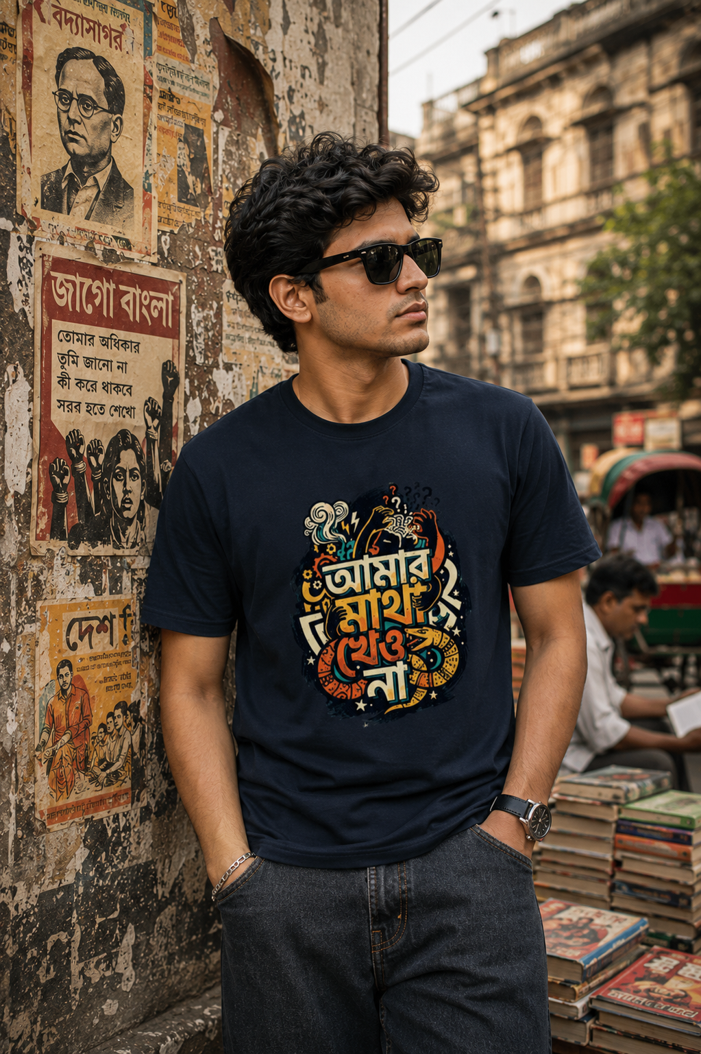LUCE & SETE GPT mockup 1 - আমার মাথা খেও না Classic Graphic T-Shirt for Men | Bold Bengali Streetwear - 555_9396080148717_unisex-classic-crew-t-shirt-134_BENGALI_front_HERO_20260610_115352.png