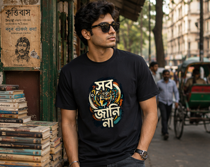 LUCE & SETE GPT mockup 1 - সব জানি না Bengali Typography Classic Graphic T-Shirt for Men | Thoughtful Bengali Streetwear - 555_9396080214253_unisex-classic-crew-t-shirt-135_BENGALI_GRID_20260610_115518_01_row1_col1.png