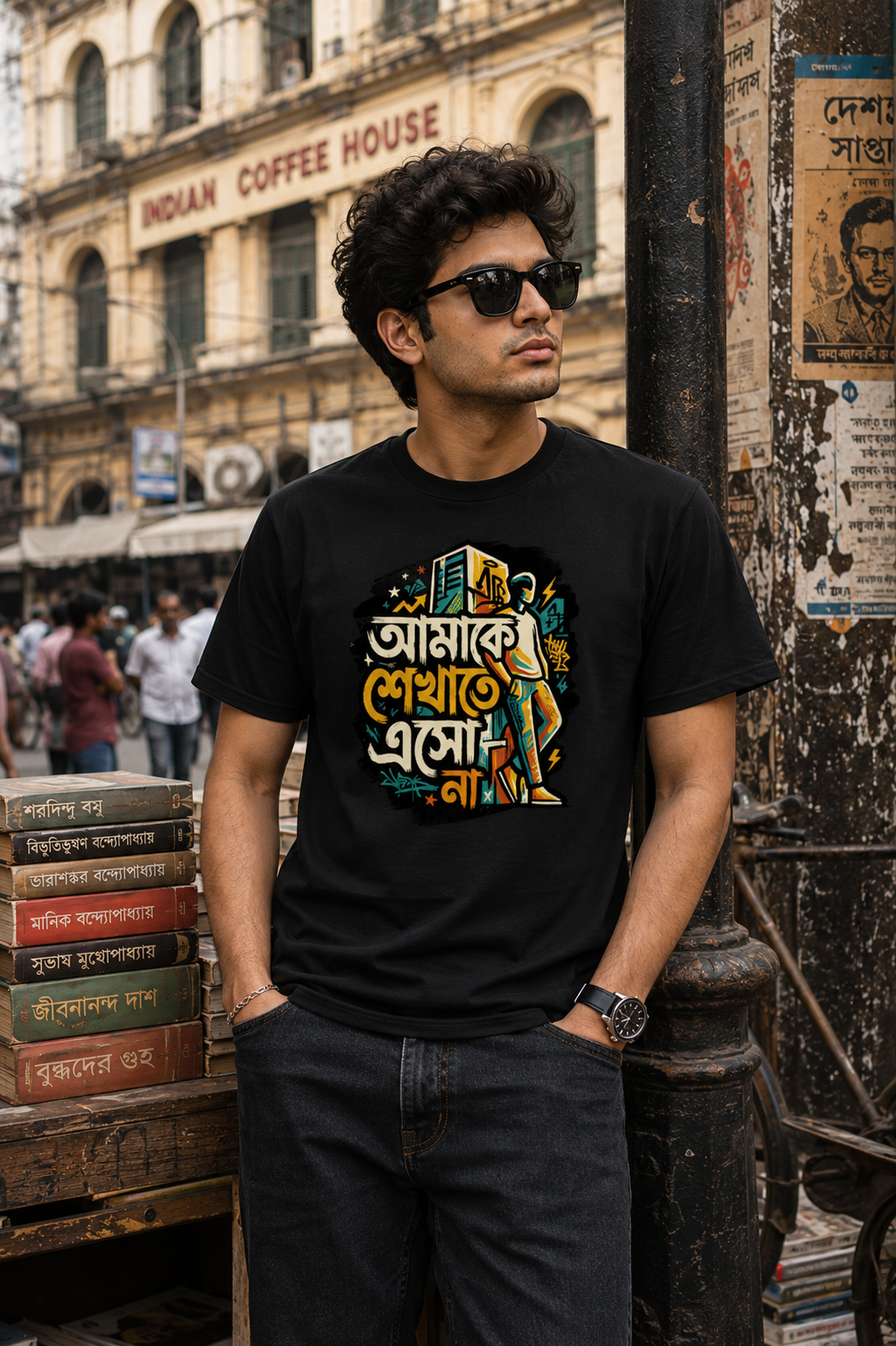LUCE & SETE GPT mockup 1 - Bengali Street Attitude Classic Graphic T-Shirt for Men | Bold Urban Confidence - 555_9396080312557_unisex-classic-crew-t-shirt-136_BENGALI_front_HERO_20260610_115954.png
