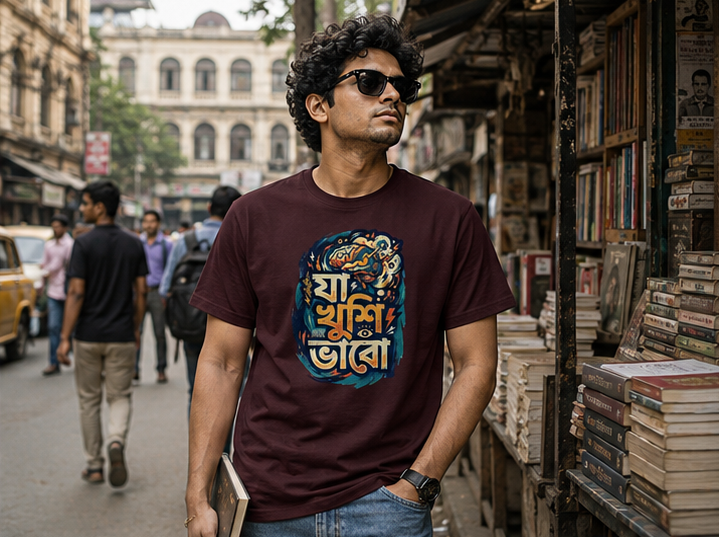 LUCE & SETE GPT mockup 1 - যা খুশি ভাবো Classic Graphic T-Shirt for Men | Bold Bengali Statement - 555_9396080410861_unisex-classic-crew-t-shirt-137_BENGALI_GRID_20260610_120138_02_row1_col2.png