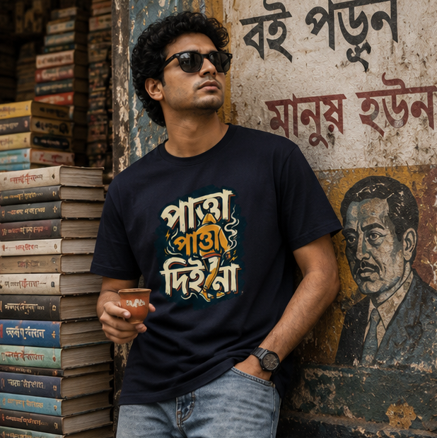 LUCE & SETE GPT mockup 1 - Pagla Pawa Diena Bold Bengali Typography Classic Graphic T-Shirt for Men | Confident Bengali Streetwear - 555_9396080443629_unisex-classic-crew-t-shirt-138_BENGALI_GRID_20260610_120522_01_row1_col1.png
