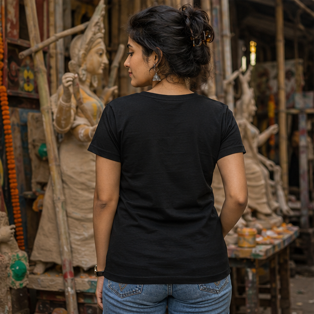 LUCE & SETE GPT mockup 1 - Deadline আমায় ভয় পায় Classic Graphic T-Shirt for Women | Bold Bengali Pride - 555_9396180943085_womens-classic-t-shirt-141_BENGALI_GRID_20260610_131753_03_row2_col1.png