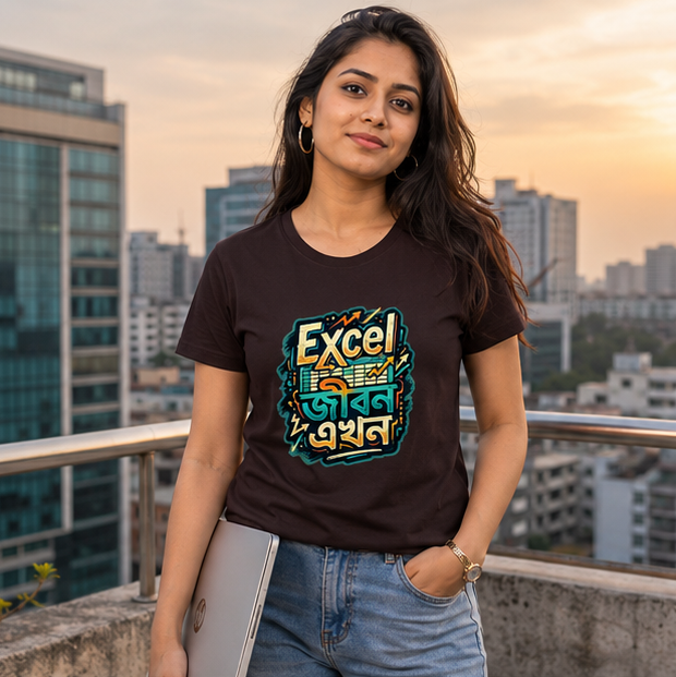 LUCE & SETE GPT mockup 1 - Excel জীবন এখন Classic Graphic T-Shirt for Women | Bengali Engineering Pride - 555_9396181008621_womens-classic-t-shirt-142_BENGALI_GRID_20260610_132143_01_row1_col1.png