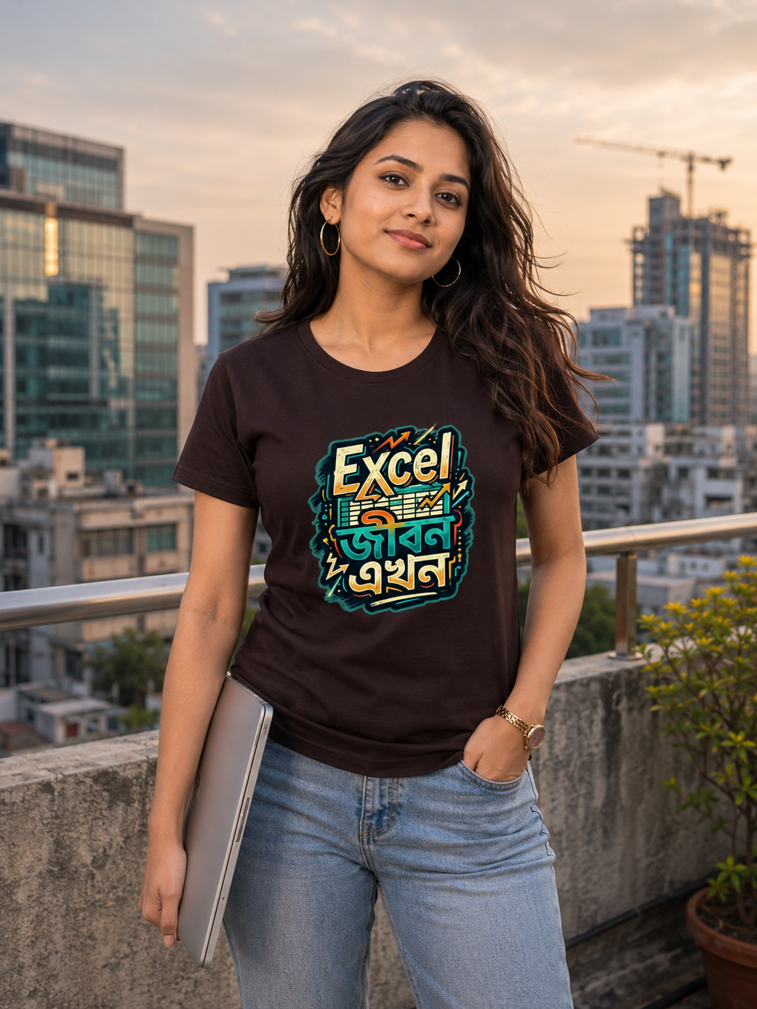 LUCE & SETE GPT mockup 1 - Excel জীবন এখন Classic Graphic T-Shirt for Women | Bengali Engineering Pride - 555_9396181008621_womens-classic-t-shirt-142_BENGALI_front_HERO_20260610_132328.png