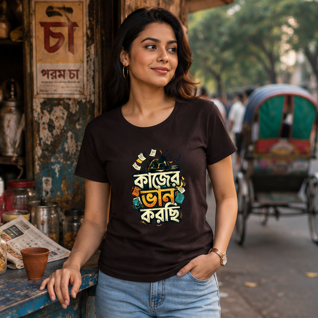 LUCE & SETE GPT mockup 1 - কাজের ভান করছি Classic Graphic T-Shirt for Women | Sarcastic Bengali Streetwear - 555_9396181500141_womens-classic-t-shirt-143_BENGALI_GRID_20260610_132513_02_row1_col2.png