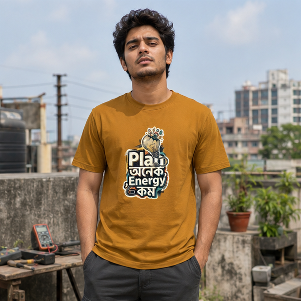 LUCE & SETE GPT mockup 1 - Plan অনেক Energy কম Classic Graphic T-Shirt for Men | Engineer Humor Streetwear - 555_9399581933805_unisex-classic-crew-t-shirt-139_BENGALI_GRID_20260615_142512_02_row1_col2.png