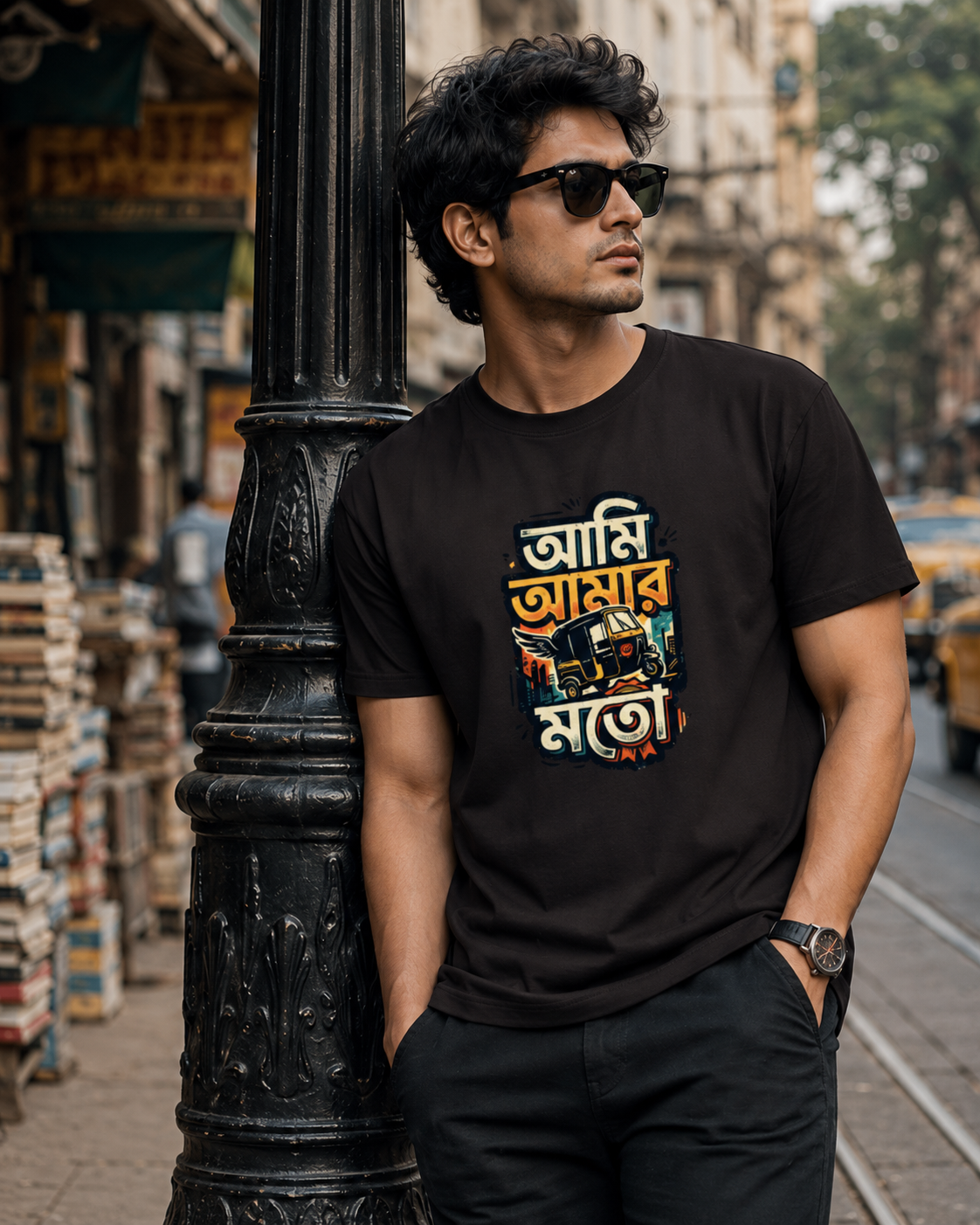 LUCE & SETE GPT mockup 1 - আমি আমার মতো Classic Graphic T-Shirt for Men | Bengali Pride Streetwear - 555_9399581966573_unisex-classic-crew-t-shirt-140_BENGALI_front_HERO_20260615_135136.png