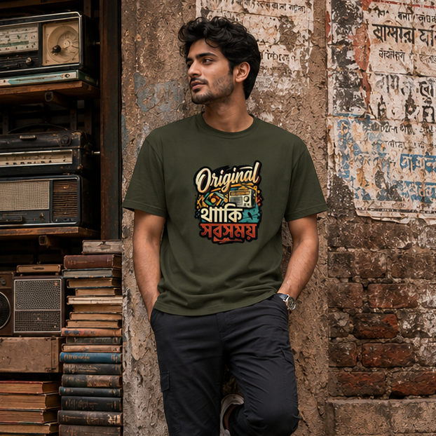 LUCE & SETE GPT mockup 1 - Original শার্কি সবসময় Classic Graphic T-Shirt for Men | Nostalgic Bengali Statement - 555_9399582294253_unisex-classic-crew-t-shirt-142_BENGALI_GRID_20260615_142859_01_row1_col1.png