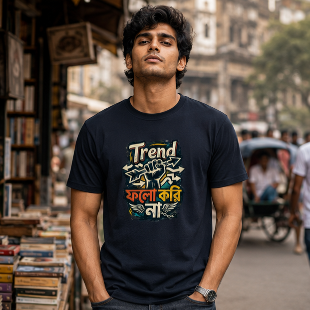 LUCE & SETE GPT mockup 1 - Trend ফলো করি না Classic Graphic T-Shirt for Men | Bold Bengali Streetwear - 555_9399582490861_unisex-classic-crew-t-shirt-143_BENGALI_GRID_20260615_140051_01_row1_col1.png
