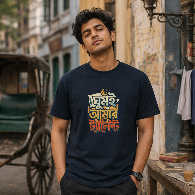 LUCE & SETE GPT mockup 1 - ঘুমই আমার ট্যালেন্ট Classic Graphic T-Shirt for Men | Bengali Humor Streetwear - 555_9399583015149_unisex-classic-crew-t-shirt-146_BENGALI_GRID_20260615_143758_01_row1_col1.png