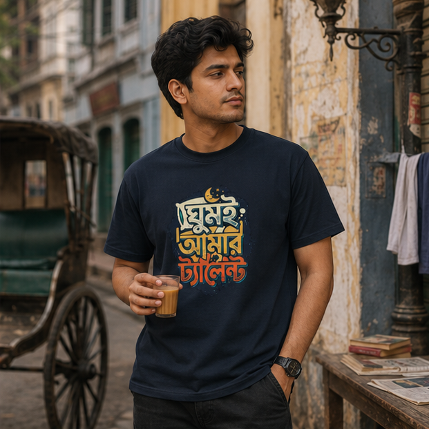 LUCE & SETE GPT mockup 1 - ঘুমই আমার ট্যালেন্ট Classic Graphic T-Shirt for Men | Bengali Humor Streetwear - 555_9399583015149_unisex-classic-crew-t-shirt-146_BENGALI_GRID_20260615_143758_02_row1_col2.png