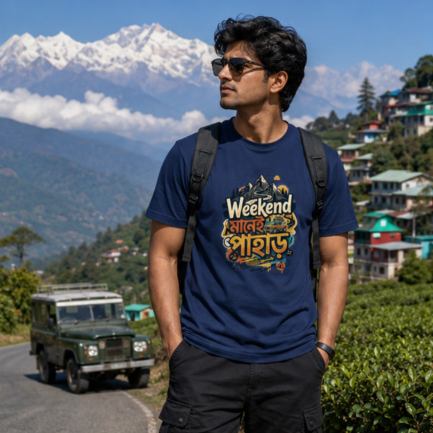 LUCE & SETE GPT mockup 1 - Weekend Mountain Adventure Classic Graphic T-Shirt for Men | Bengali Travel Streetwear - 555_9399743152365_unisex-classic-crew-t-shirt-155_BENGALI_GRID_20260615_153601_01_row1_col1.png