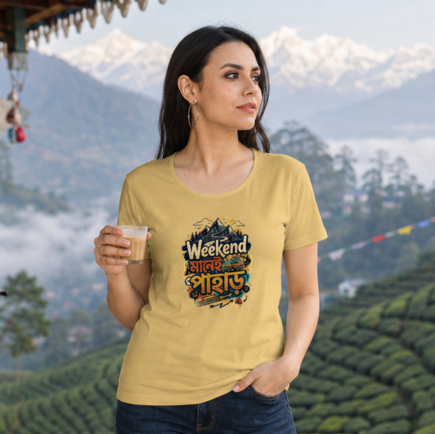 LUCE & SETE GPT mockup 1 - Weekend Mountain Bengali Graphic Classic T-Shirt for Women | Adventure Streetwear - 555_9400072667373_womens-classic-t-shirt-162_BENGALI_GRID_20260615_224717_02_row1_col2.png