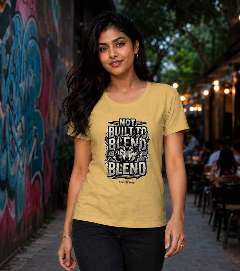 LUCE & SETE GPT mockup 1 - Not Built to Blend Classic Graphic T-Shirt for Women | Bold Individuality Statement - 555_9400922374381_womens-classic-t-shirt-166_BUILD_DIFF_front_PAIR_20260616_104526_01_row1_col1.png