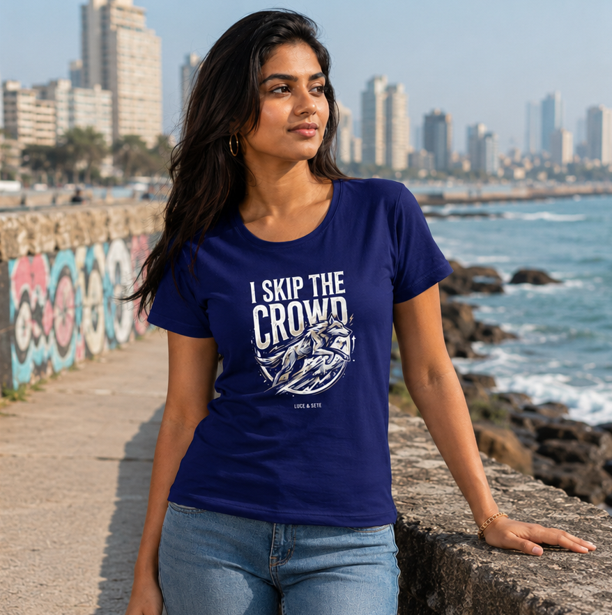 LUCE & SETE GPT mockup 1 - I Skip The Crowd Classic Graphic T-Shirt for Women | Confident Streetwear - 555_9400922538221_womens-classic-t-shirt-169_BUILD_DIFF_back_PAIR_20260616_110138_02_row1_col2.png