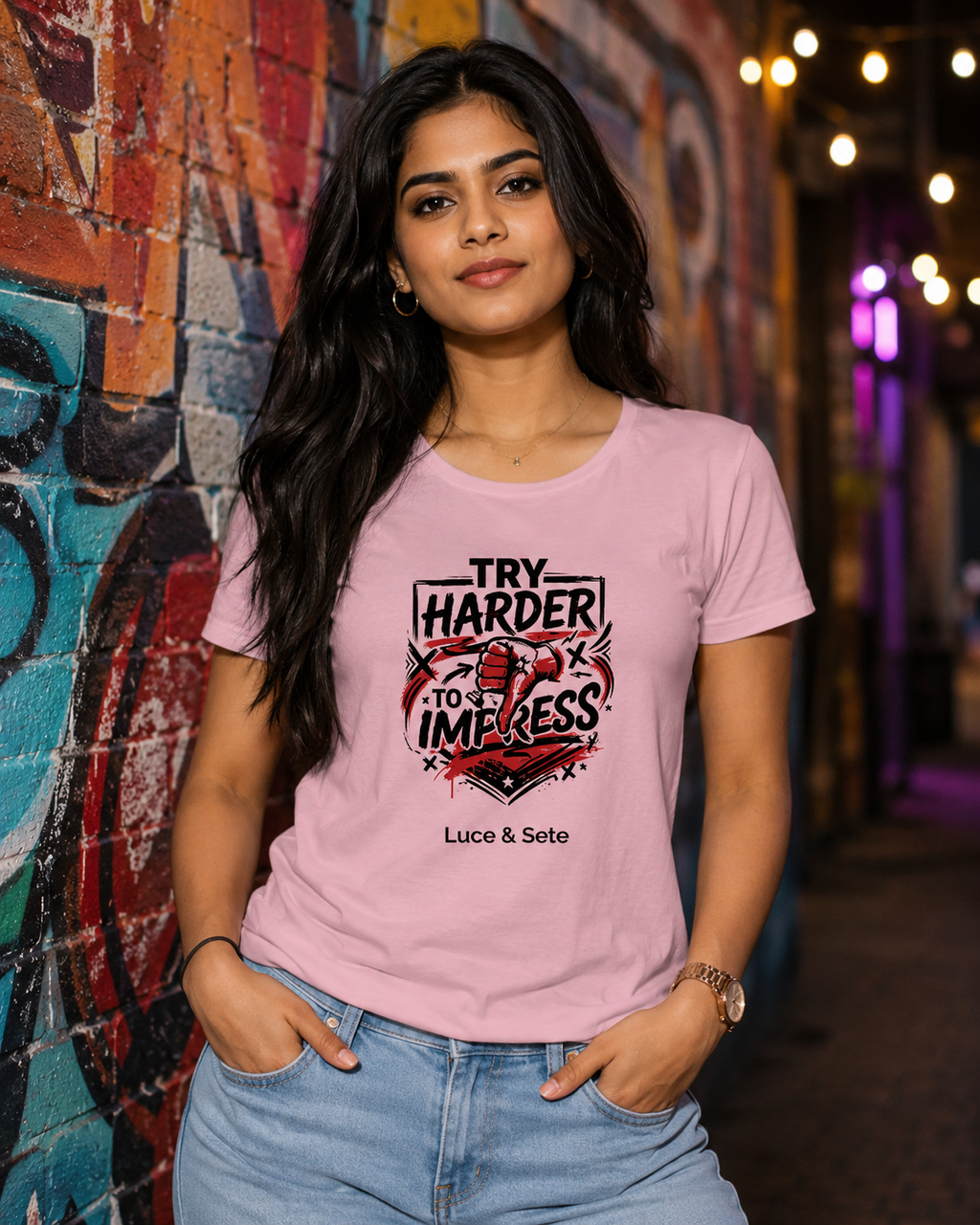 LUCE & SETE GPT mockup 1 - Try Harder to Impress Classic Graphic T-Shirt for Women | Motivational Streetwear - 555_9400922603757_womens-classic-t-shirt-170_BUILD_DIFF_front_HERO_20260616_110329.png