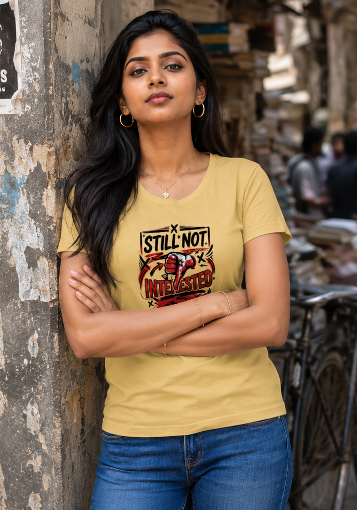 LUCE & SETE GPT mockup 1 - Still Not Interested Bold Statement Classic Graphic T-Shirt for Women | Attitude Streetwear - 555_9400922669293_womens-classic-t-shirt-171_BUILD_DIFF_front_PAIR_20260616_111016_02_row1_col2.png