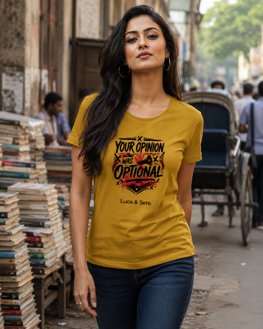 LUCE & SETE GPT mockup 1 - Your Opinion Was Optional Classic Graphic T-Shirt for Women | Bold Statement Streetwear - 555_9400922767597_womens-classic-t-shirt-172_BUILD_DIFF_front_HERO_20260616_111449.png