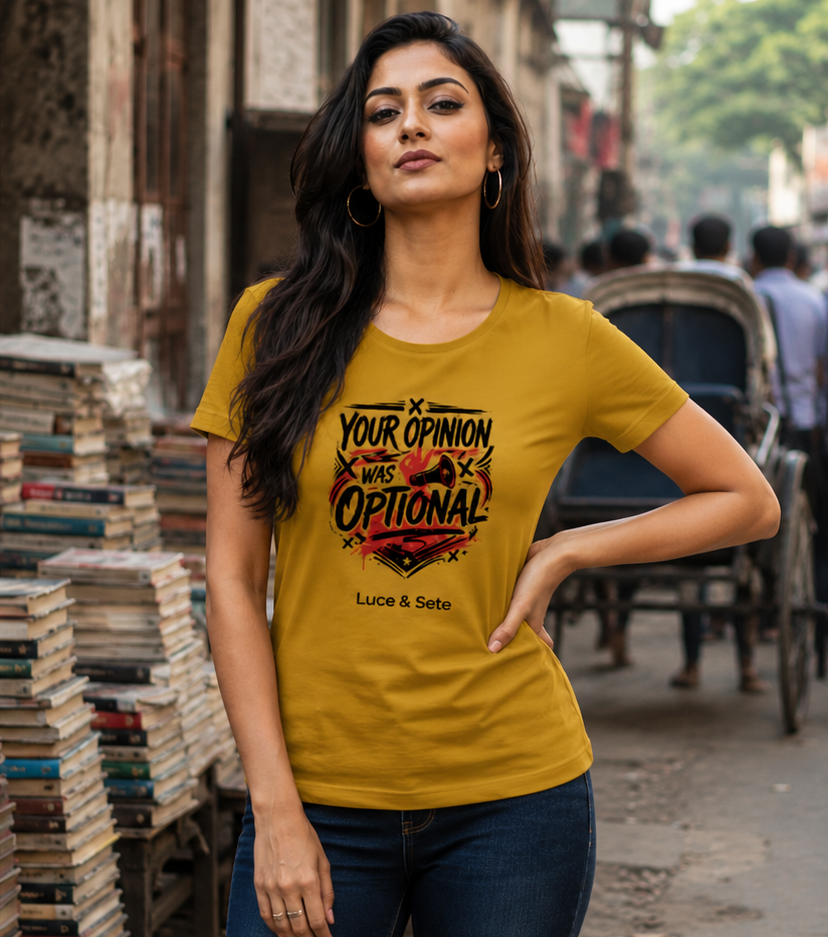 LUCE & SETE GPT mockup 1 - Your Opinion Was Optional Classic Graphic T-Shirt for Women | Bold Statement Streetwear - 555_9400922767597_womens-classic-t-shirt-172_BUILD_DIFF_front_PAIR_20260616_111612_02_row1_col2.png