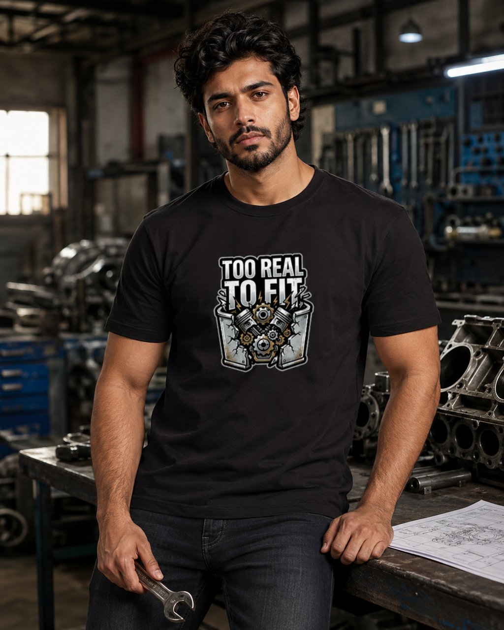 LUCE & SETE GPT mockup 1 - Too Real to Fit Classic Graphic T-Shirt for Men | Engineering Pride Statement - 555_9400941936877_unisex-classic-crew-t-shirt-158_BUILD_DIFF_front_HERO_20260616_115623.png